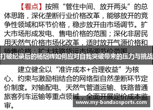打破纪录后的杨绍辉如何应对自我突破带来的压力与挑战