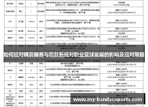 如何应对魏震禁赛与罚款新规对职业篮球发展的影响及应对策略