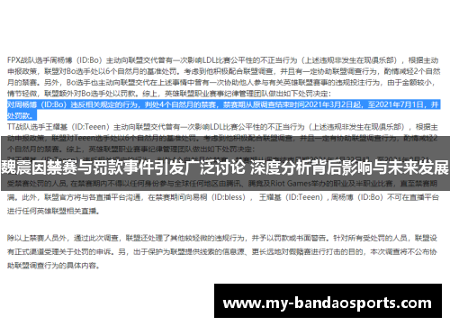 魏震因禁赛与罚款事件引发广泛讨论 深度分析背后影响与未来发展